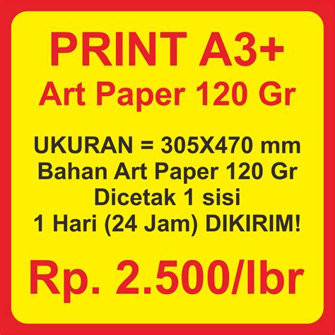 Printcetak Kertas Artpaper Ukuran A3 Gramatur 120 Gr Kreasi Print