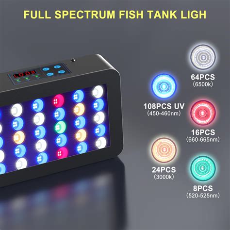 Phlizon Timer Control Dimmable W Led Aquarium Light With Temperature