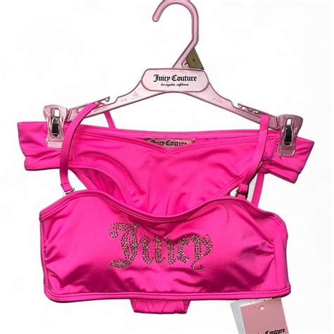 Hot Pink Juicy Couture Bikini Set With Rhinestone Depop