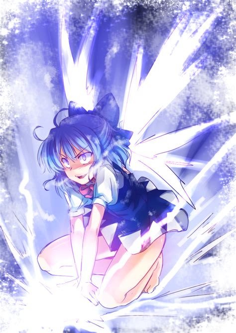 Safebooru 1girl Barefoot Blue Eyes Blue Hair Bow Cirno Hair Bow Ice