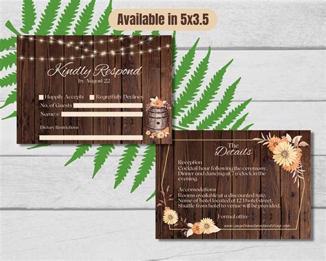 Rustic Wedding Invitation Template Rustic Floral Wedding - Etsy