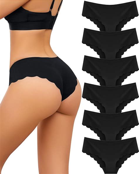 FINETOO Pack Seamless Underwear For Women Sexy Low Rise Hipster Wave Edge No Show Bikini