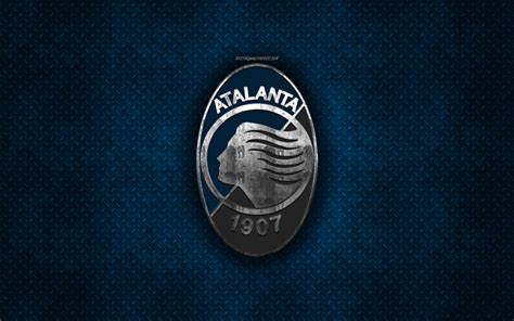 Download wallpapers Atalanta BC, Italian football club, blue metal texture, metal logo, emblem ...