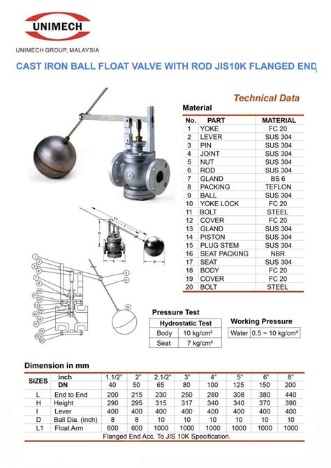 Cast Iron Ball Float Valve With Rod Jis K Flanged End Cast Iron Ball