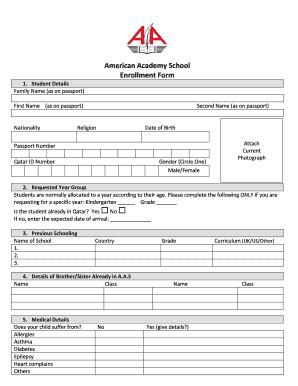 Fillable Online Aas Application Form Pdf American Academy School Fax