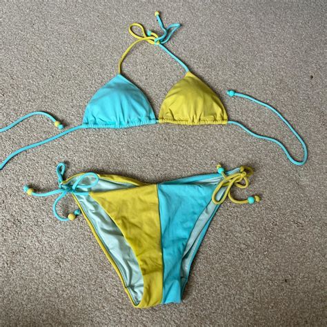 Yellow And Green Bikini Set Victorias Secret Size Depop