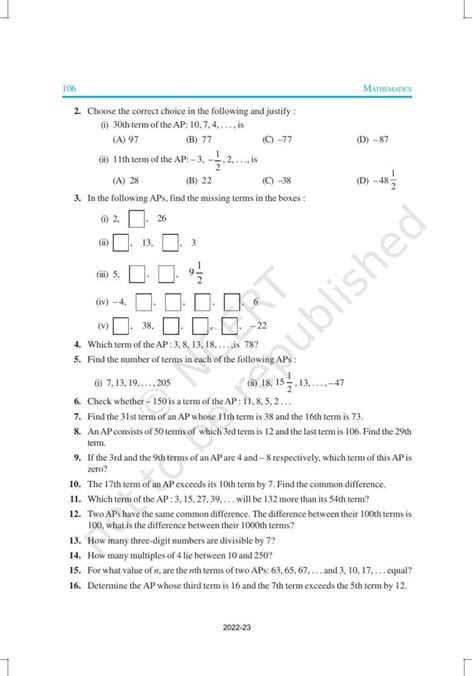 Ncert Book For Class 10 Maths Chapter 5 Arithmetic Progression Indcareer Schools