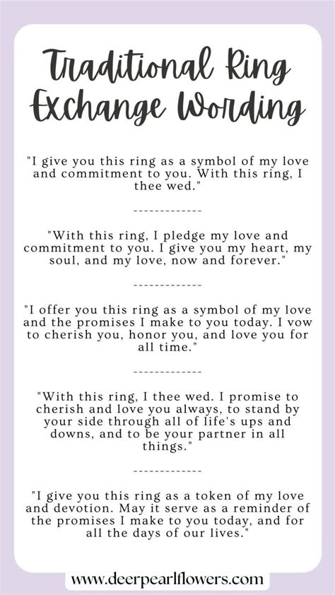 Ring Exchange Wording Examples Guide Tips Deer Pearl Flowers