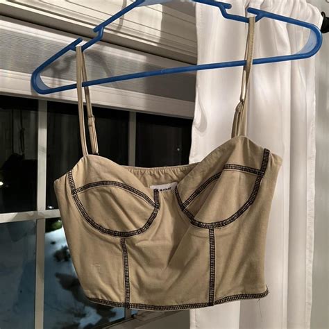 Princess Polly Nude And Black Outline Bustier Top Depop
