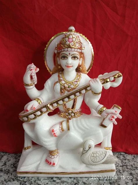 Painted Feet Marble Saraswati Mata Statue Temple At Rs In Alwar