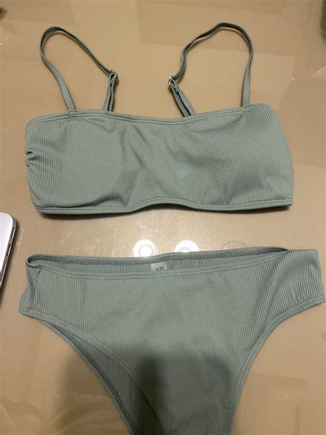 Ribbed Army Green Bikini Women S Fashion Swimwear Bikinis Swimsuits On Carousell