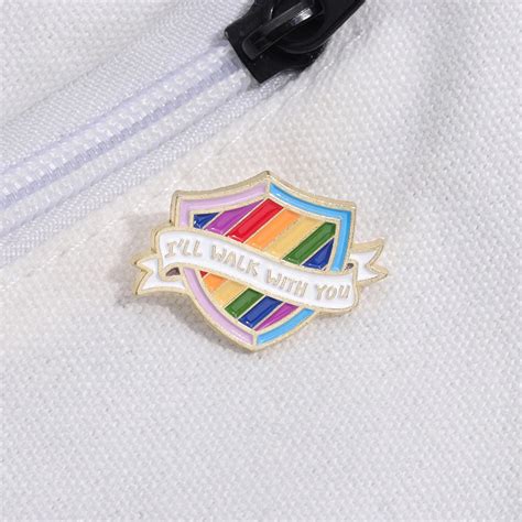 Lgbtq Shield Gay Enamel Pins I Ll Walk With You Lapel Pins Lgbt Pride