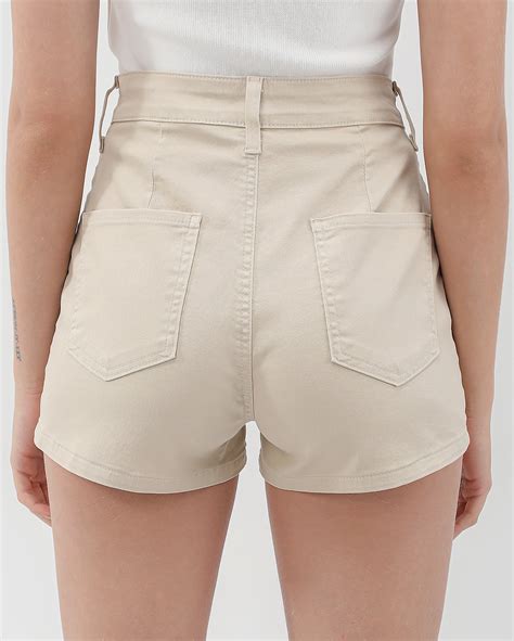 Riachuelo Short Jeans Color Feminino Hot Pant Bege Pool By Riachuelo