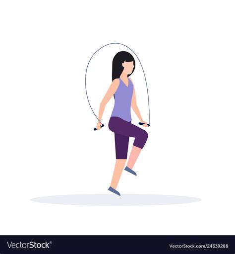 Sporty Woman Doing Exercises With Jumping Rope Vector Image