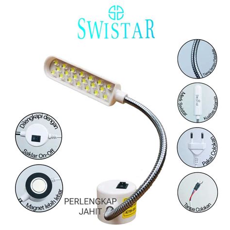 jual swistar lampu mesin jahit led  titik magnetpakai colokan