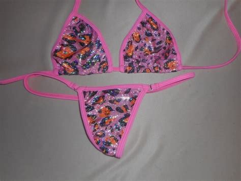 Pink Leopard Sparkle G String Bikini Micro Bikini Thong