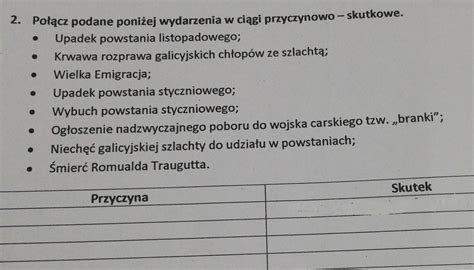 NA TERAZ PLS 2 Połącz podane poniżej wydarzenia w ciągi przyczynowo