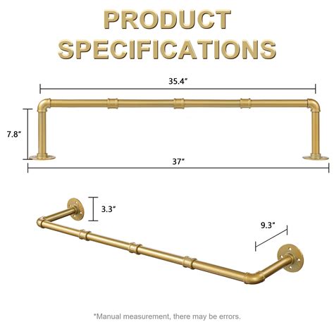 Ihomepark Industrial Gold Pipe Clothing Rack 37 Wall Ceiling Mounted