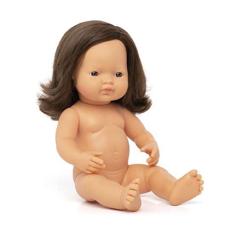 Baby Doll Brunette Girl 38 Cm Miniland Teach Play