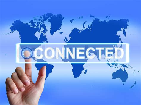 Connected Map Indicates Networking connecting and International | Stock ...