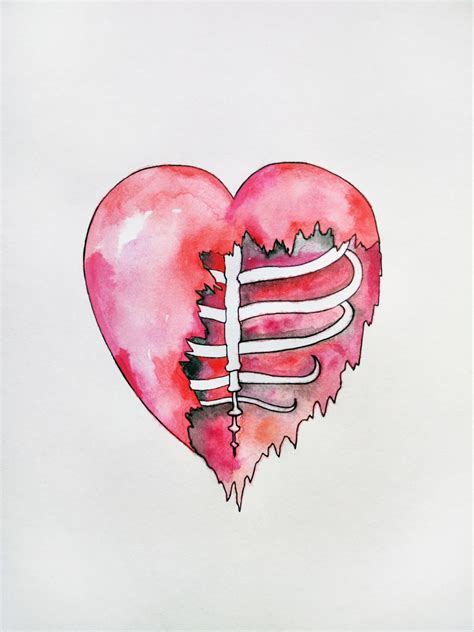 Heart, Simple Drawing, Torn, Wound Free Stock Photo - Public Domain