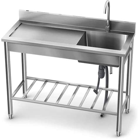 Ukishiro 47 2 In Freestanding Stainless Steel 1 Compartment Commercial Kitchen Sink With Faucet