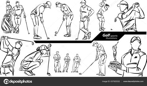 Golf Sports Profession Work Doodle Design Drawing Vector Illustration