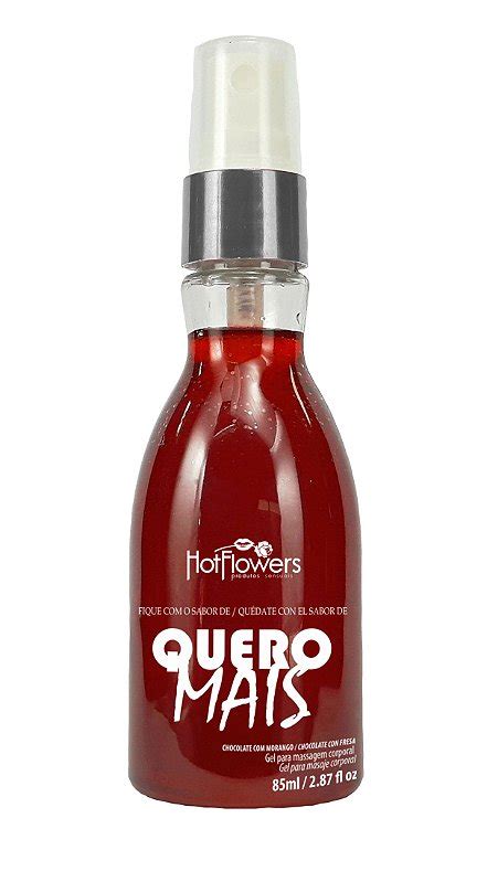 Gel Para Massagem Sensual Quero Mais Morango Chocolate Hot Flowers Distribuidora Hot Flowers