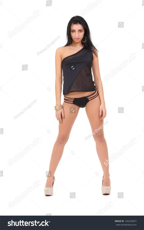 Sexy Brunette Woman Wearing Black Lingerie Stock Photo 126243872 Shutterstock