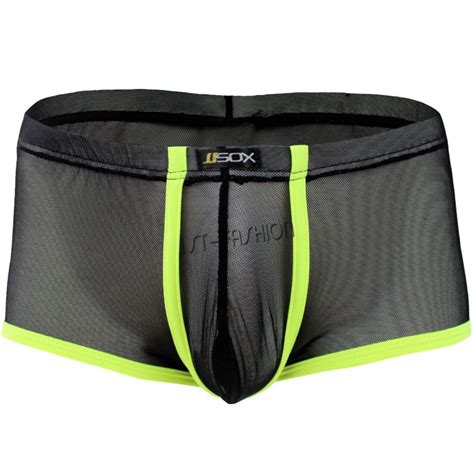 Sexy Mens Underwear Sheer Mesh Boxer Briefs See Through Gay Shorts Bikini Trunks EBay