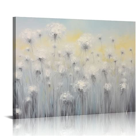 Jeuxus Wall Art Grey And White Flowers Modern Farmhouse Paintings