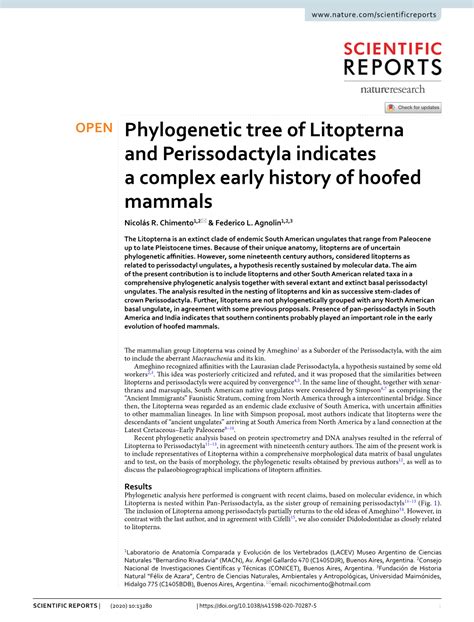 Phylogenetic Tree Of Litopterna And Perissodactyla Indicates A Complex