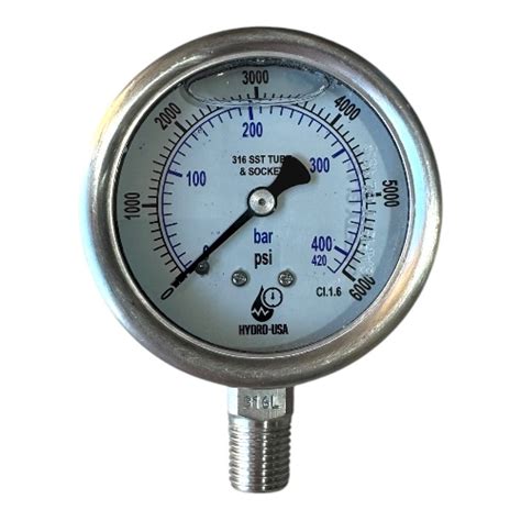 psi pressure gauge bottom mount part ss  bc  mnpt