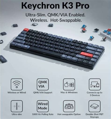 Promo Keychron K Pro QMK VIA Hot Swappable Low Profile Gateron Mechanical Diskon Di Seller