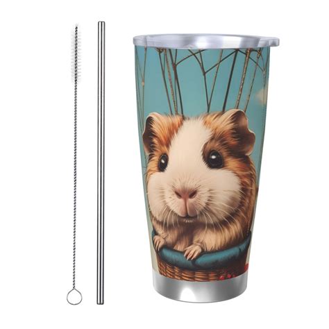 Fuzoiu Hot Air Balloon Guinea Pig Print Oz Tumbler Stainless Steel Vacuum Insulated Car Cup
