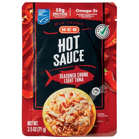 H E B Wild Caught Seasoned Chunk Light Tuna Pouch Hot Sauce Shop