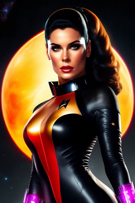 Lexica A Hot Spacegirl In Black Catsuit Holding A Communicator Star Trek Borg Saturn
