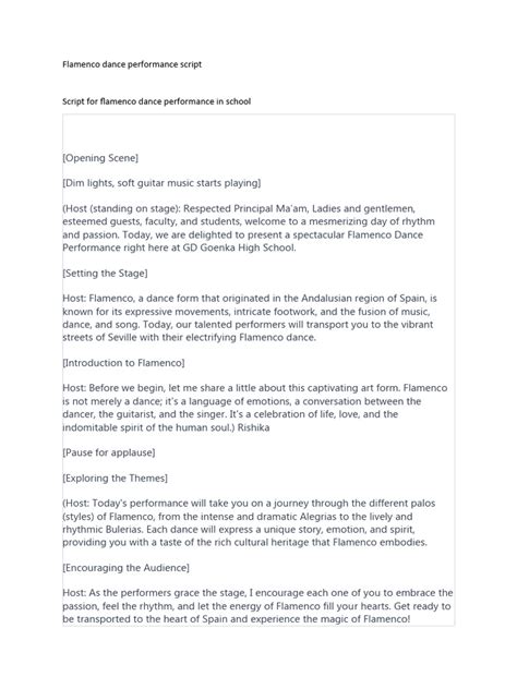 Flamenco Dance Performance Script | PDF