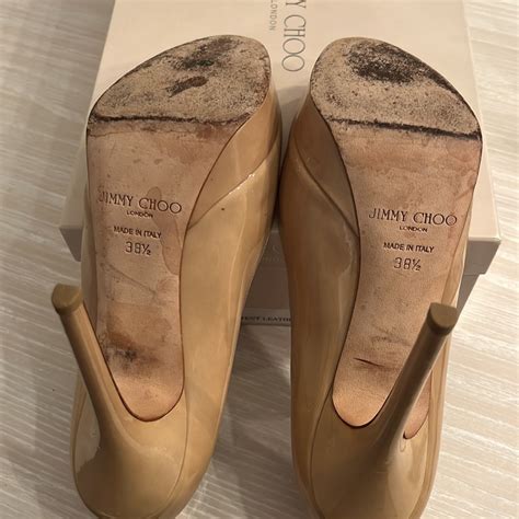 Jimmy Choo Patent Leather Nude Platform Pump Size Gem