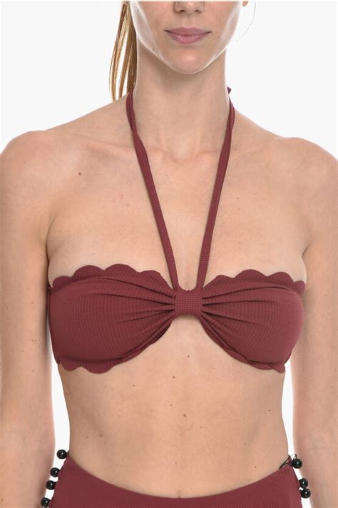 Marysia Scallop Edge Halterneck Bikini Top In Rot ModeSens