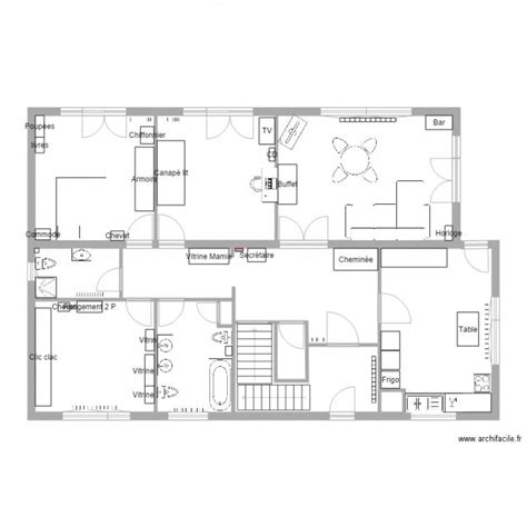 Rez de chaussée Meublé plus et cotations Plan de 4 pièces et 84 m2