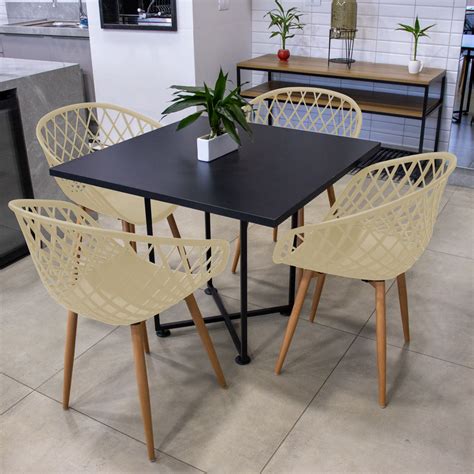 Kit Cadeiras Clarice Nude E Mesa De Jantar Lugares Jade Cm