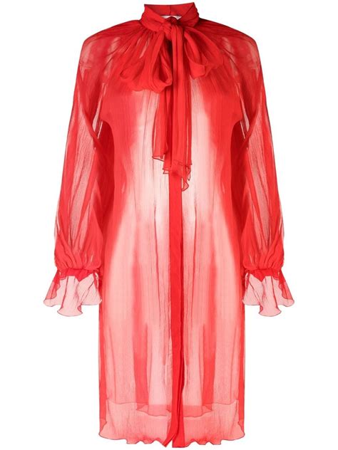 Atu Body Couture Pussy Bow Collar Silk Chiffon Minidress In Modesens