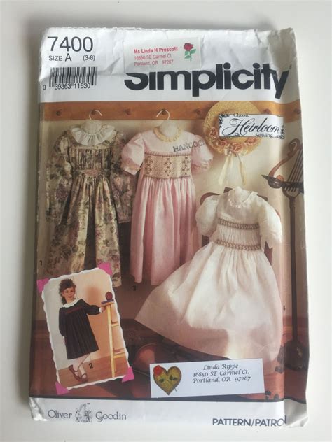 Simplicity Sewing Pattern Size Classic Heirloom Dress Etsy