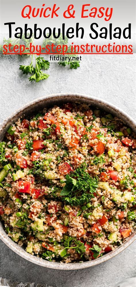 Tabbouleh Easy Salad Recipe Made With Healthy Ingredients Vegetarian Salads Healthy Salads