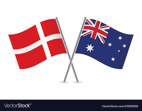 Denmark and australia crossed flags Royalty Free Vector