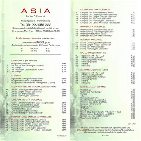 Menu At Asia Feinkost Imbiss Restaurant Erding