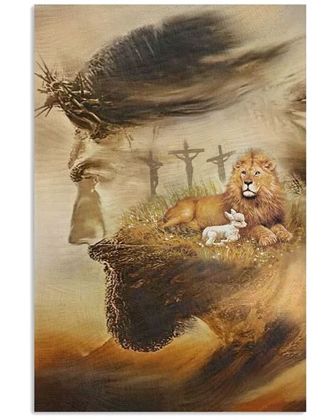 Christian Wall Art God Always Beside You Lion And Lamb Canvas Easter Day T In 2024 Lion