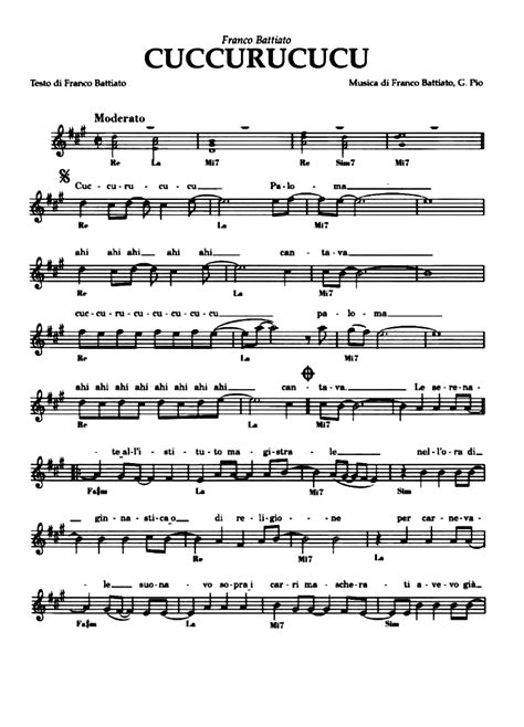 Franco Battiato CUCCURUCUCÙ Sheet music Easy Sheet Music