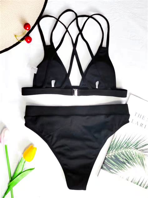 Summer Oem Manufacturer Swimsuit Custom Logo Women Sexy Bikini High Cut Cross Back Swimwear